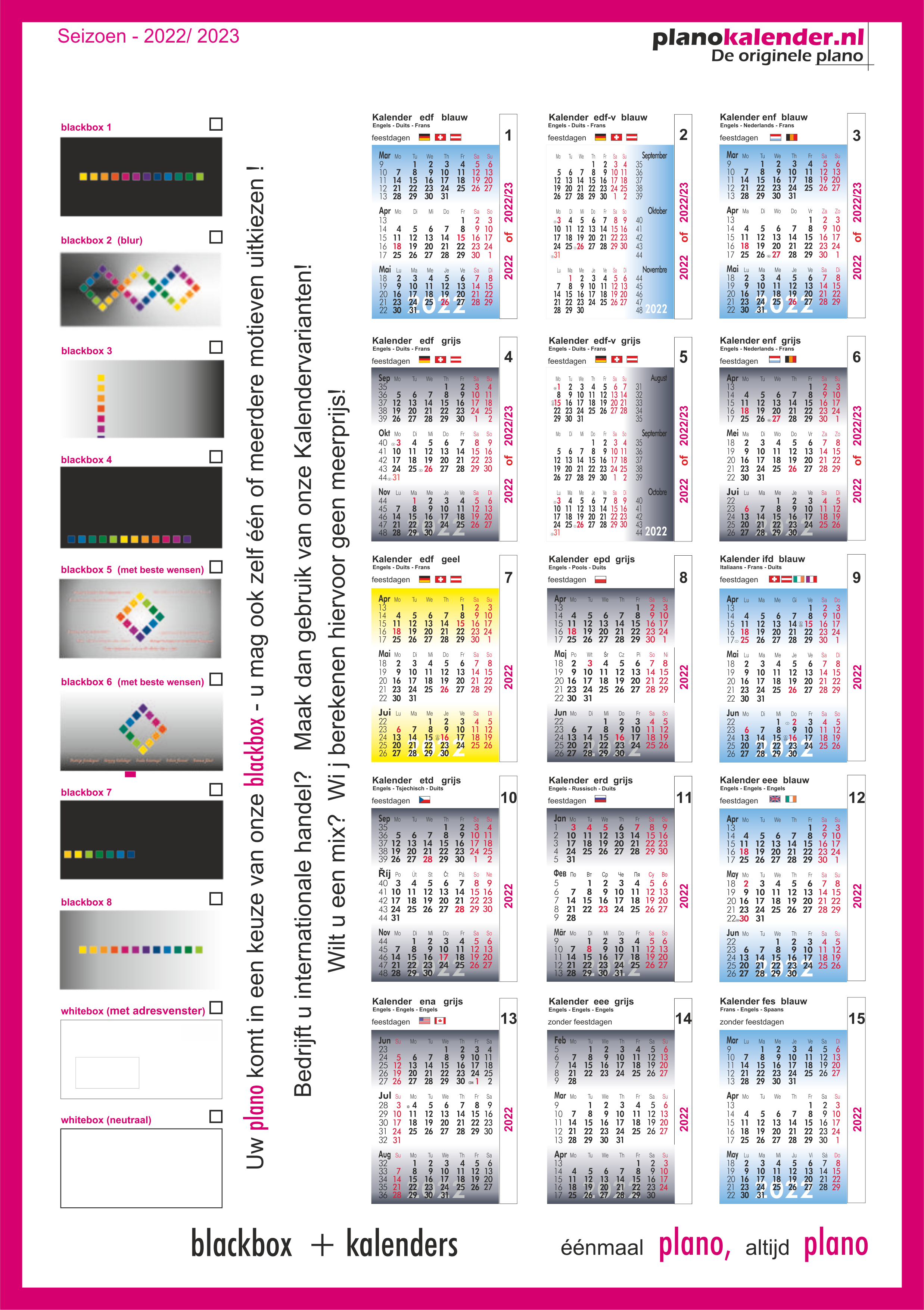 De Symfonie Geven Bestellen/offerte - Plano bureaukalender